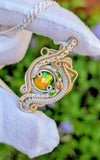 Ammolite, Hessonite Garnet, and Chrome Diopside Pendant