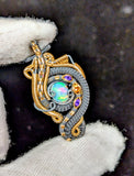 Ethiopian Opal, Amethyst, and Hessonite Garnet Pendant