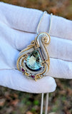 Prasiolite, Citrine, and Rhodolite Garnet Pendant