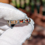 Size 7.5 Ethiopian Opal and Garnet Ring