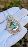 Prasiolite, Citrine, and Rhodolite Garnet Pendant