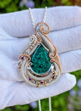 Malachite, Amethyst, and Swiss Blue Topaz Pendant