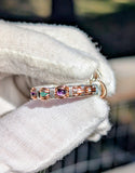 Size 8 Ethiopian Opal, Emerald, and Amethyst Ring