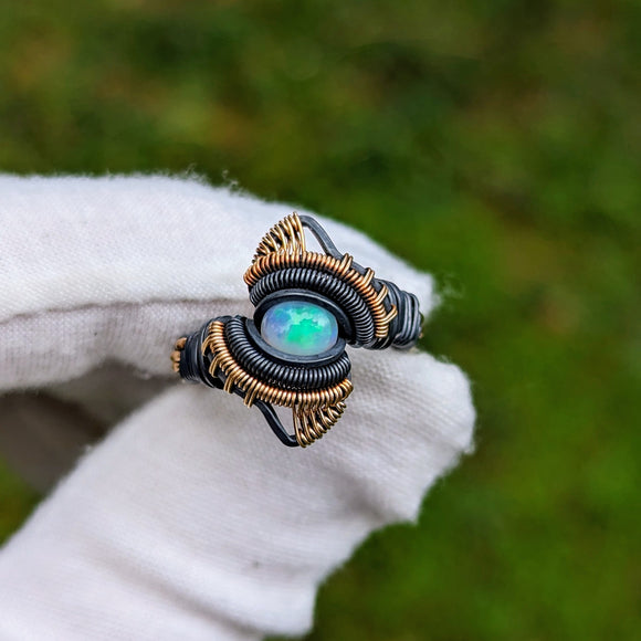 Size 6 Ethiopian Opal Multistone Ring