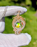 Ammolite, Hessonite Garnet, and Chrome Diopside Pendant