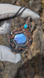 Labradorite, Turquoise, Amethyst, and Swiss Blue Topaz Pendant