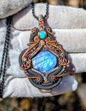 Labradorite, Turquoise, Amethyst, and Swiss Blue Topaz Pendant