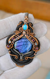 Labradorite, Turquoise, Amethyst, and Swiss Blue Topaz Pendant
