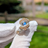 Size 9.5 Labradorite and Kyanite Ring