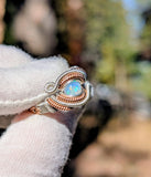 Size 8 Ethiopian Opal, Emerald, and Amethyst Ring