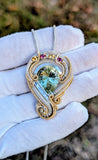 Prasiolite, Citrine, and Rhodolite Garnet Pendant