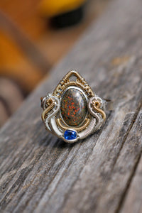 Size 15 Andamooka Opal and Kyanite Ring