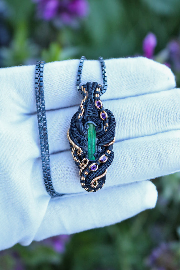 Emerald and Amethyst Pendant