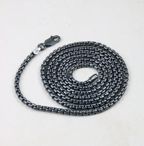Oxidized Sterling Silver Rounded Box Chain