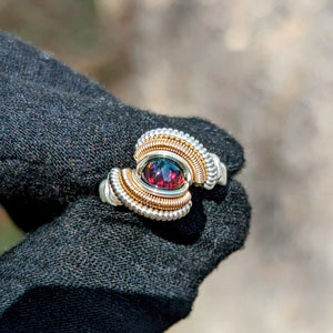 Size 5 Black Ethiopian Opal Ring