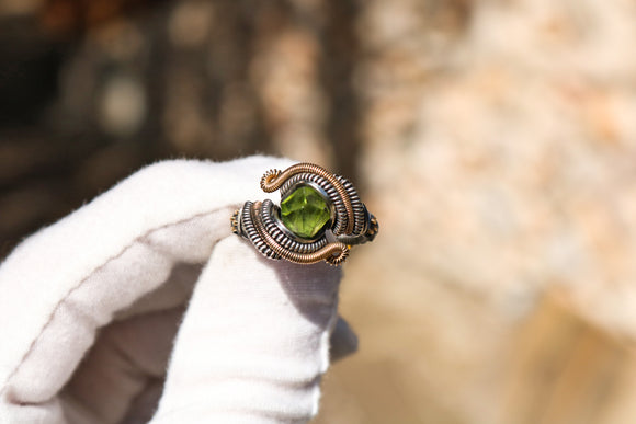 Size 10 Peridot and Tigers Eye Ring