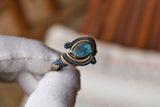 Size 11 Aquamarine and Rainbow Moonstone Ring