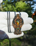 Ammolite and Emerald Pendant
