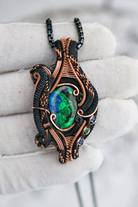 Ammolite, Emerald, and Kyanite Pendant