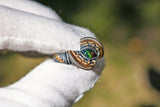 Size 7.75 Black Ethiopian Opal and Garnet Ring