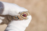 Size 8 Black Ethiopian Opal, Garnet, and Citrine Ring
