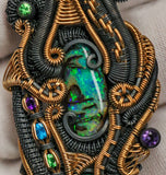 Australian Boulder Opal and Emerald Pendant