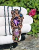 Amethyst, Kyanite, and Chrome Diopside Pendant