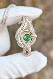 Emerald and Rhodolite Garnet Pendant