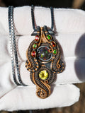 Black Ethiopian Opal and Yellow Tourmaline Pendant