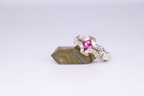 Size 5 Pink Topaz and Hematite Ring