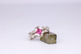 Size 5 Pink Topaz and Hematite Ring