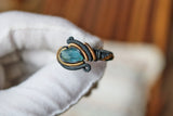 Size 11 Aquamarine and Rainbow Moonstone Ring